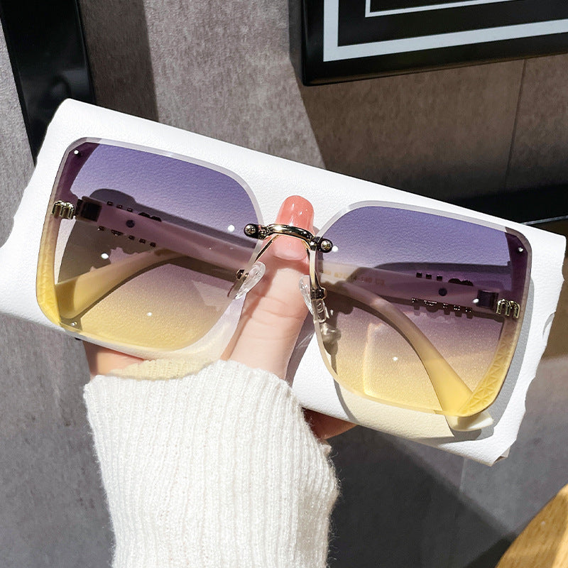 Fashioned Beveled-Edge Sunglasses Semi-Rimless High-Quality Trendy Minimalist Sunglasses for Women