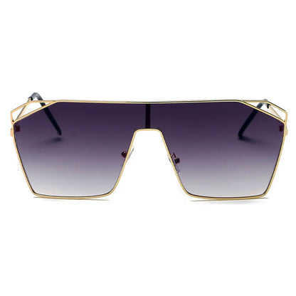 LAVAL | S2071 - Flat Top Metal Oversize Square Fashion Sunglasses-3