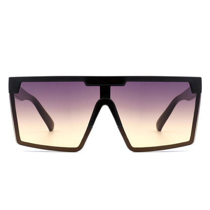 Vitalize - Oversize Retro Square Flat Top Tinted Fashion Women Sunglasses-1