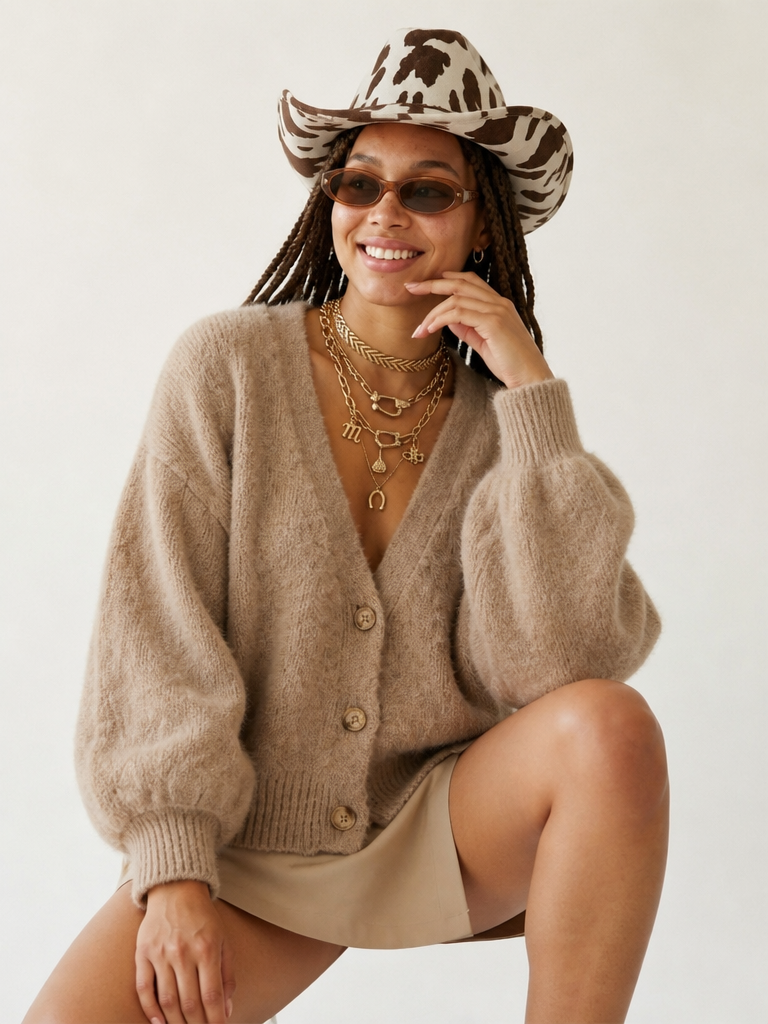 Grounded Knitted Oversized Cardigan