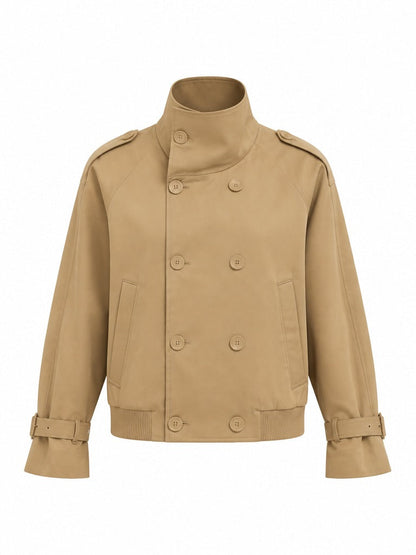 Confident Khaki Cropped Trench Coat