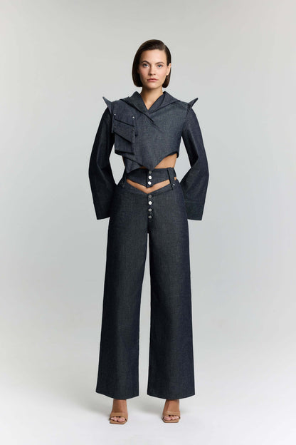 JENDUE High Frequencies Denim Jacket - Unique Cropped Style