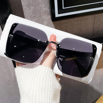 Fashioned Beveled-Edge Sunglasses Semi-Rimless High-Quality Trendy Minimalist Sunglasses for Women
