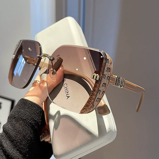 Fashioned Beveled-Edge Sunglasses Semi-Rimless High-Quality Trendy Minimalist Sunglasses for Women