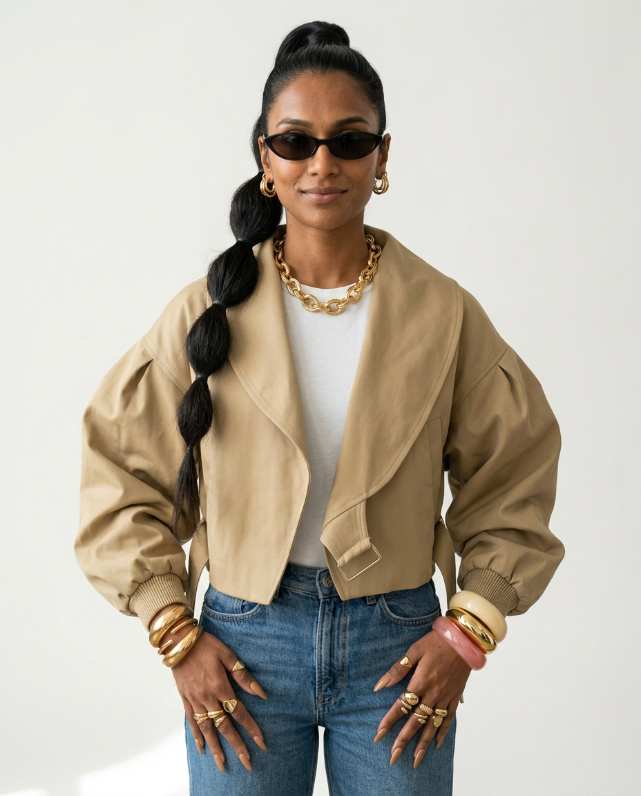 Confident Batwing Cropped Jacket